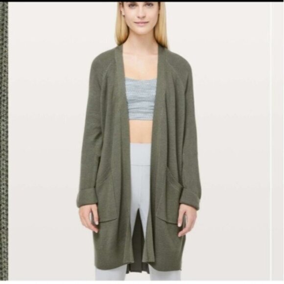 Lululemon Still At Ease Wrap Grey Sage / Grey Sage Cardigan Women Size 10‎ - Picture 1 of 8